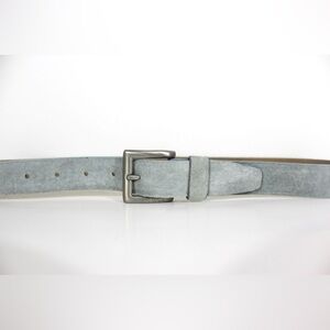 Pale Blue Suede Leather Belt Silver Buckle Made in Holland Jeans Belt